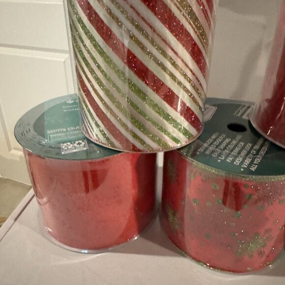 PREMIUM Christmas Ribbon 5" 5 inch wired edge Designer quality 5 Rolls NEW - Picture 2 of 6
